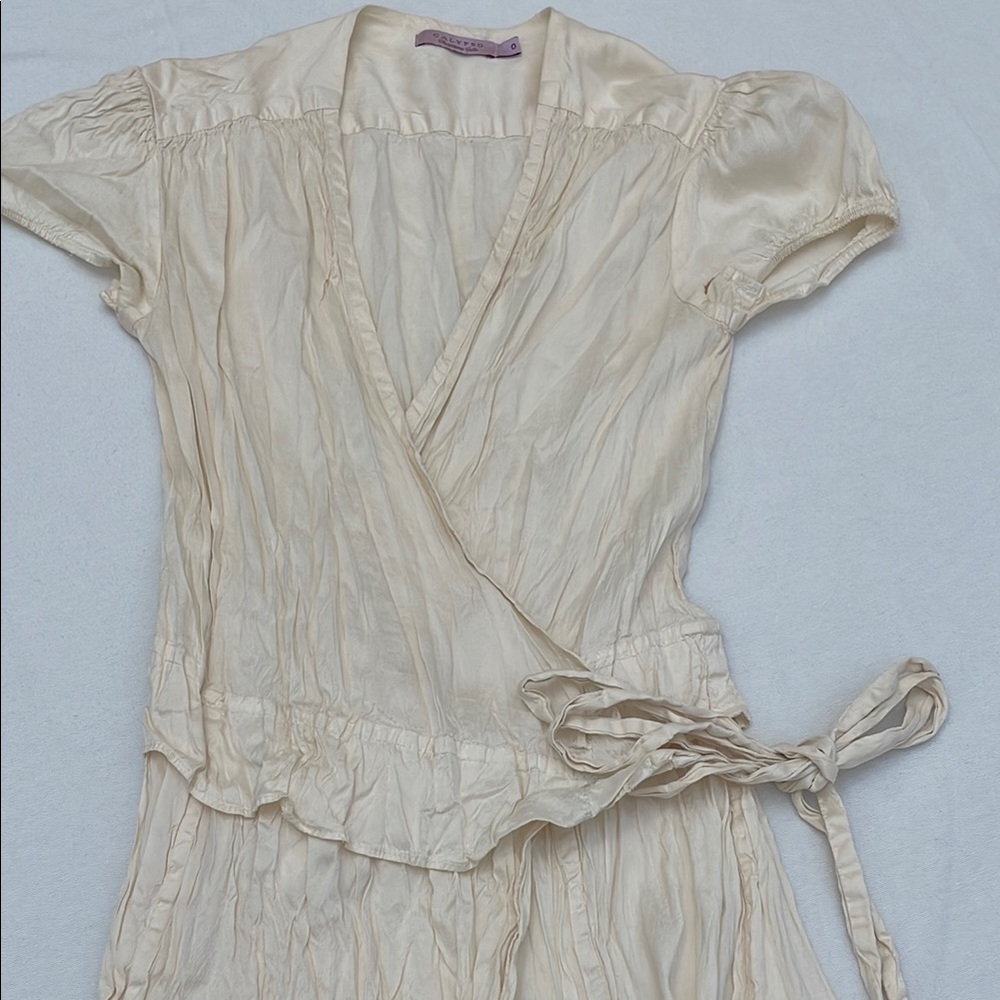 Calypso St. Barth Cream Silk Wrap Dress